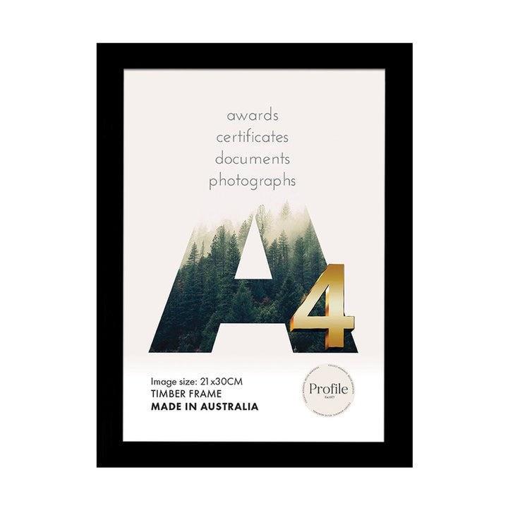 Decorator Black Poster Frame A4 (21x30cm) Unmatted from our Australian Made Picture Frames collection by Profile Products Australia