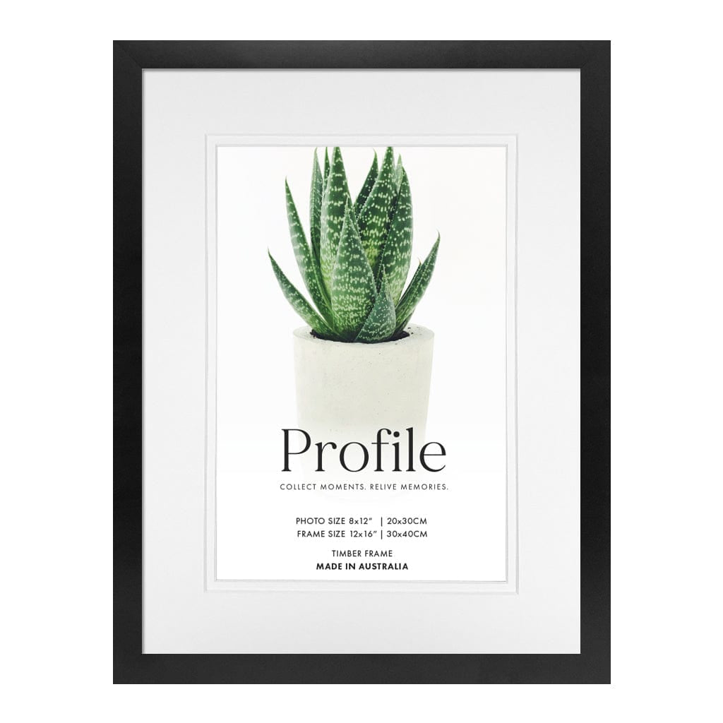 Decorator Deluxe Black Photo Frame 12x16in (30x40cm) to suit 8x12in (20x30cm) image from our Australian Made Picture Frames collection by Profile Products Australia