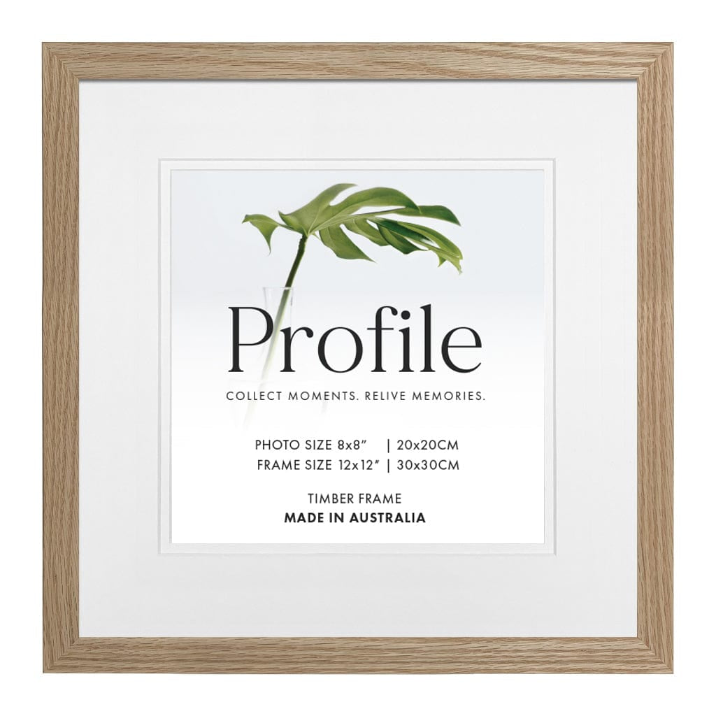 Decorator Deluxe Natural Oak Square Photo Frame 12x12in (30x30cm) to suit 10x10in (25x25cm) image from our Australian Made Picture Frames collection by Profile Products Australia