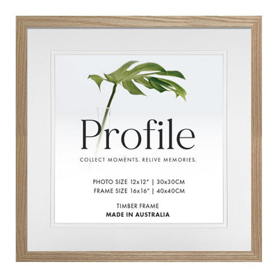 Decorator Deluxe Natural Oak Square Photo Frame 16x16in (40x40cm) to suit 12x12in (30x30cm) image from our Australian Made Picture Frames collection by Profile Products Australia