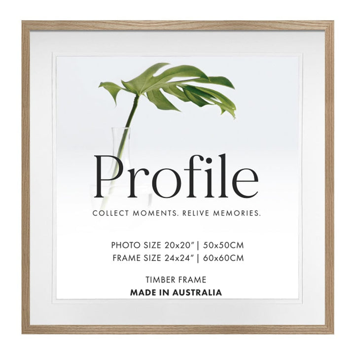 Decorator Deluxe Natural Oak Square Photo Frame 24x24in (61x61cm) to suit 20x20in (50x50cm) image from our Australian Made Picture Frames collection by Profile Products Australia