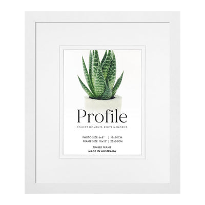 Decorator Deluxe White Photo Frame 10x12in (25x30cm) to suit 6x8in (15x20cm) image from our Australian Made Picture Frames collection by Profile Products Australia