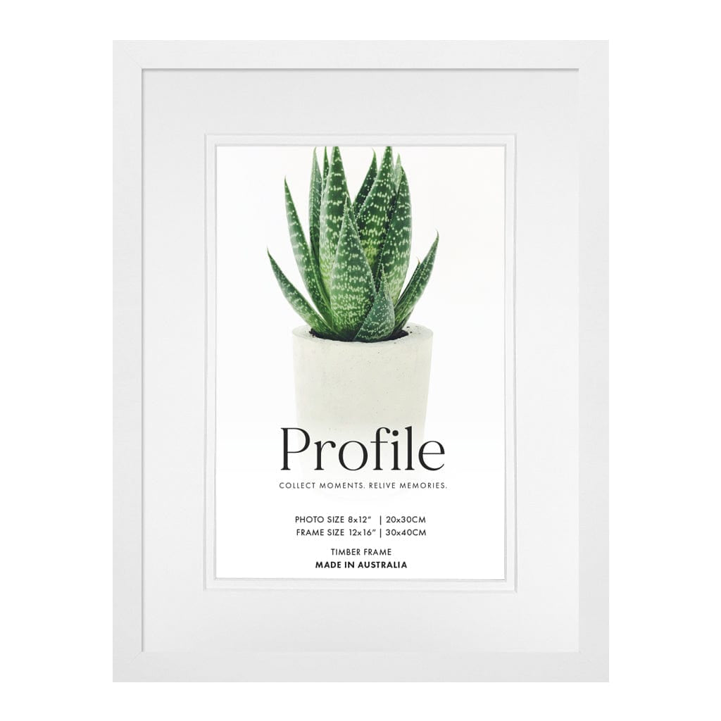 Decorator Deluxe White Photo Frame 12x16in (30x40cm) to suit 8x12in (20x30cm) image from our Australian Made Picture Frames collection by Profile Products Australia