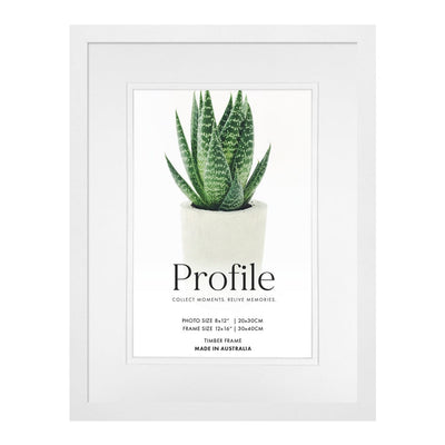 Decorator Deluxe White Photo Frame 12x16in (30x40cm) to suit 8x12in (20x30cm) image from our Australian Made Picture Frames collection by Profile Products Australia