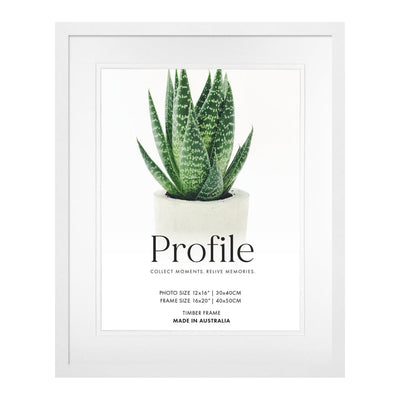 Decorator Deluxe White Photo Frame 16x20in (40x50cm) to suit 12x16in (30x40cm) image from our Australian Made Picture Frames collection by Profile Products Australia