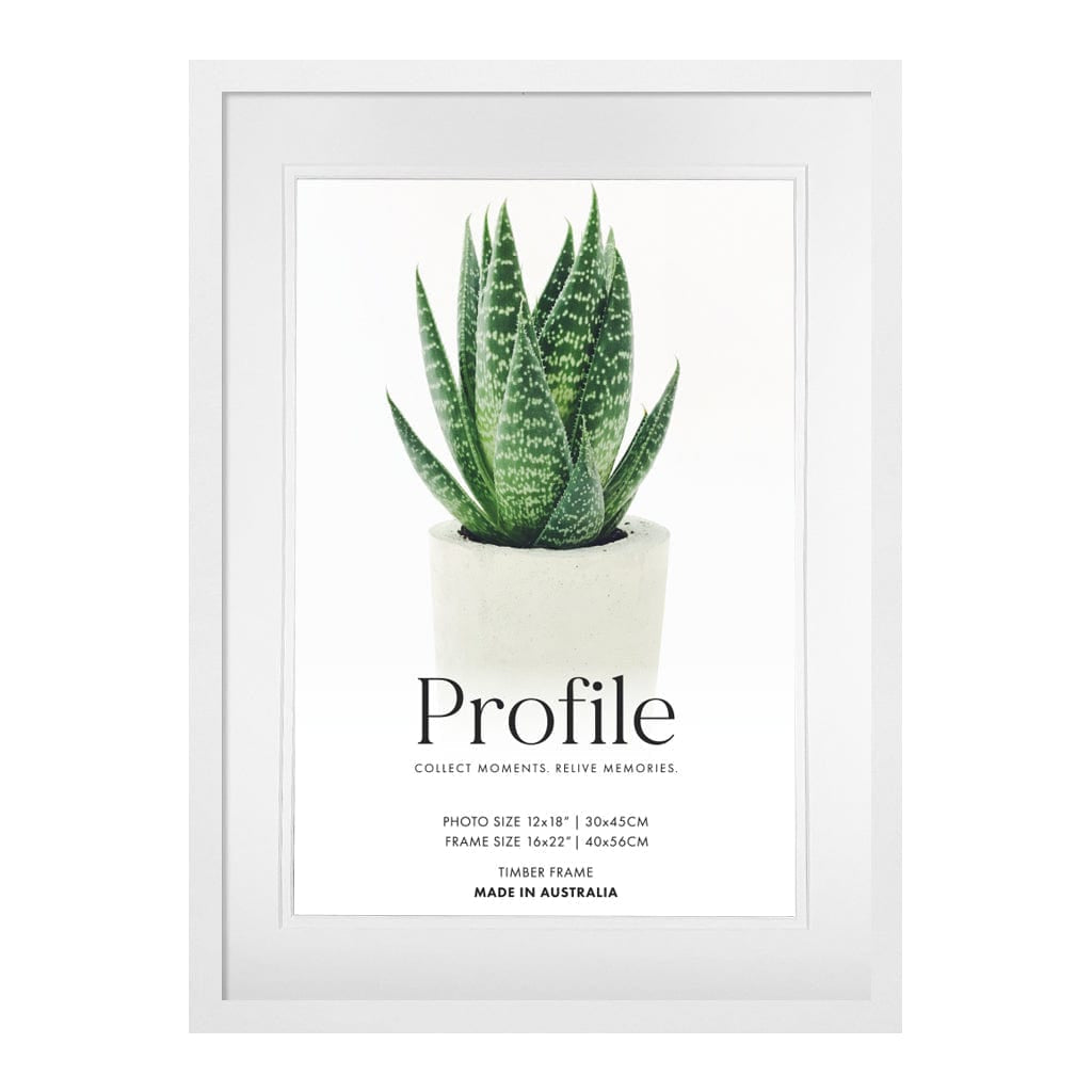Decorator Deluxe White Photo Frame 16x22in (40x56cm) to suit 12x18in (30x45cm) image from our Australian Made Picture Frames collection by Profile Products Australia