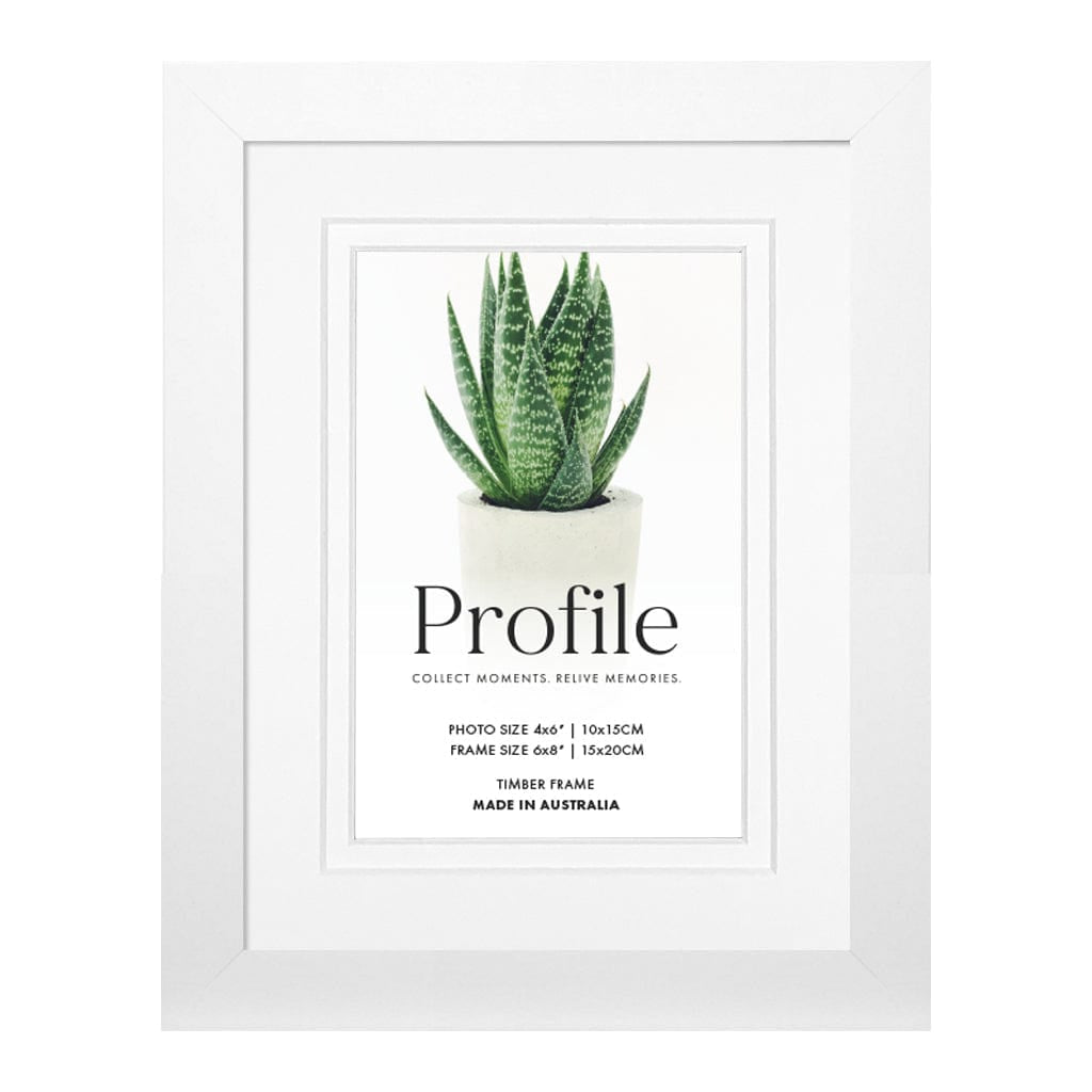 Decorator Deluxe White Photo Frame 6x8in (15x20cm) to suit 4x6in (10x15cm) image from our Australian Made Picture Frames collection by Profile Products Australia