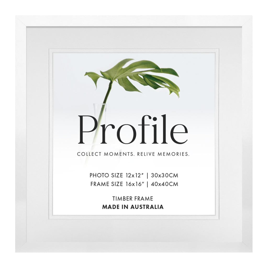 Decorator Deluxe White Square Photo Frame 16x16in (40x40cm) to suit 12x12in (30x30cm) image from our Australian Made Picture Frames collection by Profile Products Australia