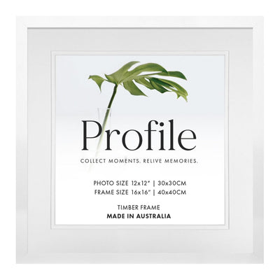 Decorator Deluxe White Square Photo Frame 16x16in (40x40cm) to suit 12x12in (30x30cm) image from our Australian Made Picture Frames collection by Profile Products Australia