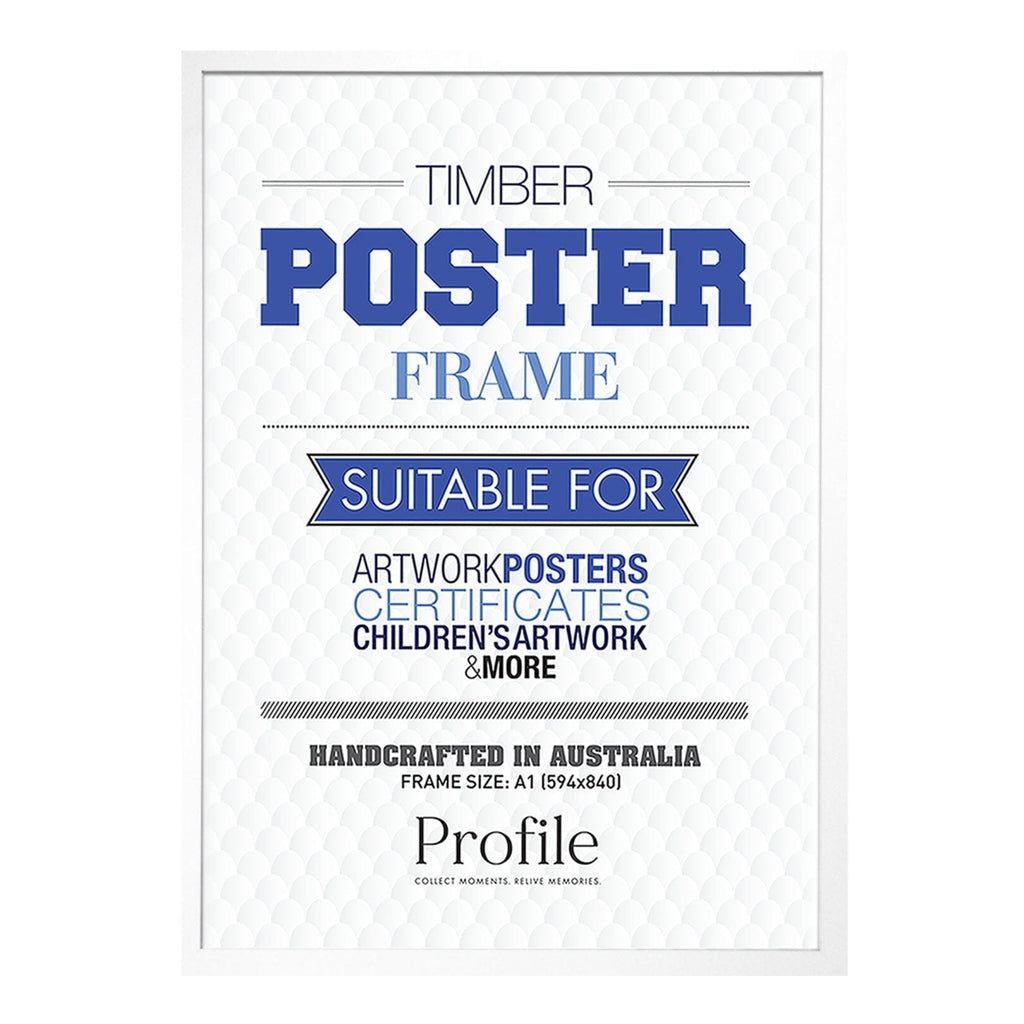 Decorator White Poster Frame A1 (59x84cm) Unmatted from our Australian Made Picture Frames collection by Profile Products Australia