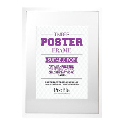 Decorator White Poster Frame A2 (42x59cm) to suit A3 (30x42cm) image from our Australian Made Picture Frames collection by Profile Products Australia