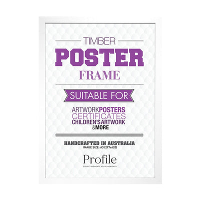 Decorator White Poster Frame A3 (30x42cm) Unmatted from our Australian Made Picture Frames collection by Profile Products Australia