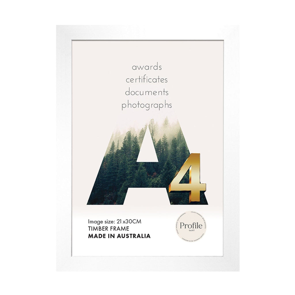 Decorator White Poster Frame A4 (21x30cm) Unmatted from our Australian Made Picture Frames collection by Profile Products Australia