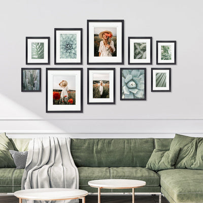 Deluxe Gallery Photo Wall Frame Set C - 10 Frames Black Gallery Wall Frame Set C from our Australian Made Gallery Photo Wall Frame Sets collection by Profile Products Australia