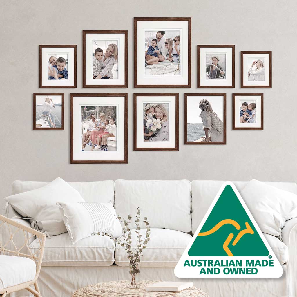 Deluxe Gallery Photo Wall Frame Set C - 10 Frames Chestnut Gallery Wall Frame Set C from our Australian Made Gallery Photo Wall Frame Sets collection by Profile Products Australia