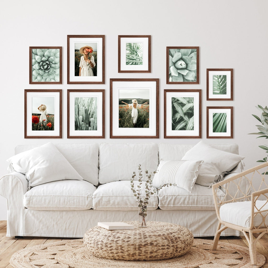 Deluxe Gallery Photo Wall Frame Set F - 10 Frames Chestnut Gallery Wall Frame Set F from our Australian Made Gallery Photo Wall Frame Sets collection by Profile Products Australia