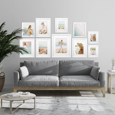 Deluxe Gallery Photo Wall Frame Set F - 10 Frames White Gallery Wall Frame Set F from our Australian Made Gallery Photo Wall Frame Sets collection by Profile Products Australia