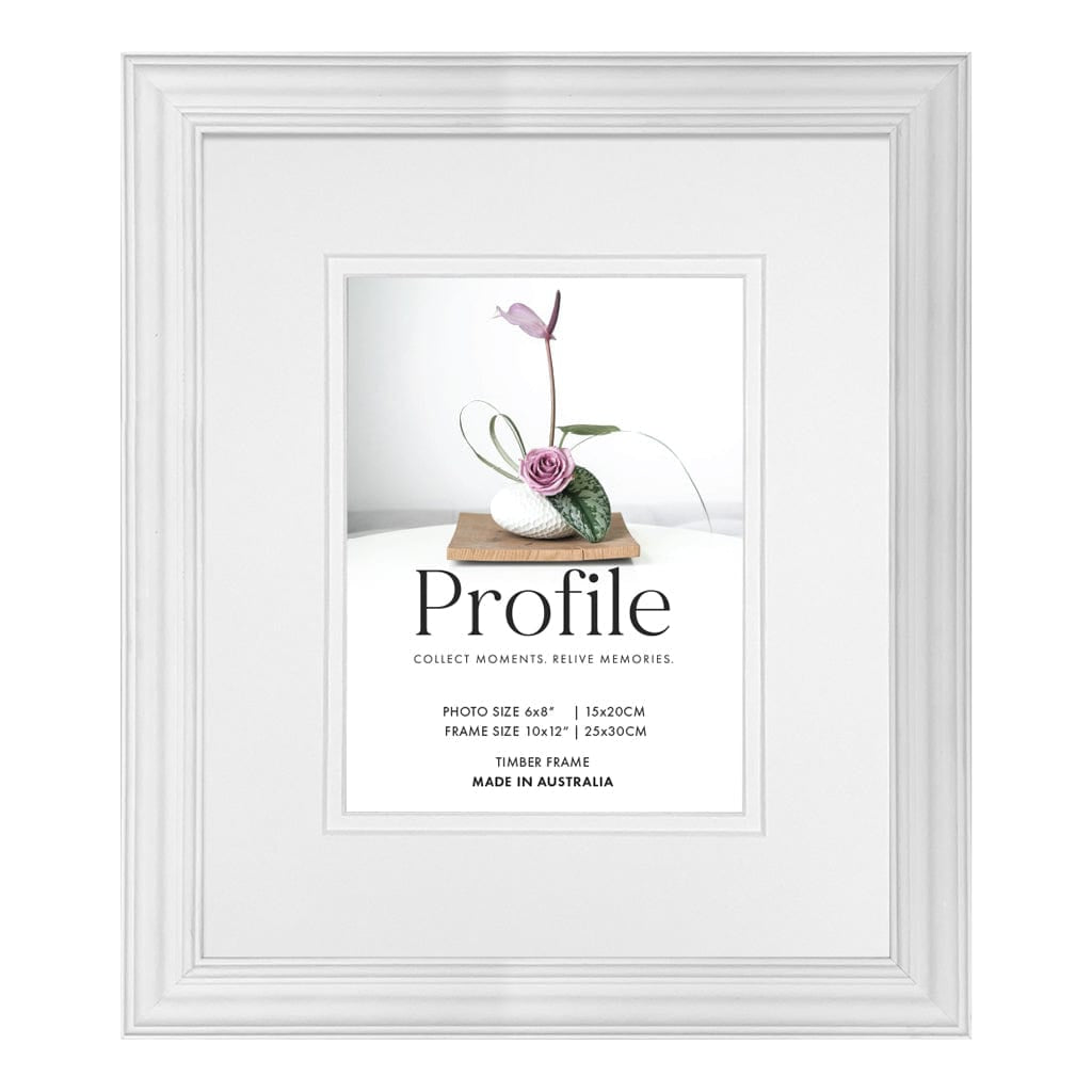 Deluxe Hawthorne White Timber Photo Frame 10x12in (25x30cm) to suit 6x8in (15x20cm) image from our Australian Made Picture Frames collection by Profile Products Australia