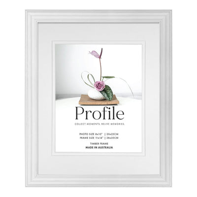 Deluxe Hawthorne White Timber Photo Frame 11x14in (28x35cm) to suit 8x10in (20x25cm) image from our Australian Made Picture Frames collection by Profile Products Australia