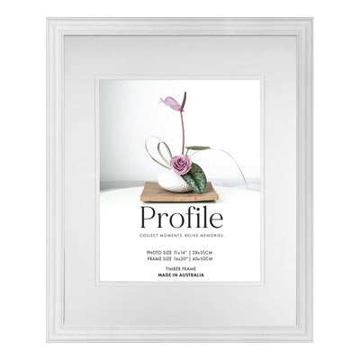 Deluxe Hawthorne White Timber Photo Frame 16x20in (40x50cm) to suit 11x14in (28x35cm) image from our Australian Made Picture Frames collection by Profile Products Australia