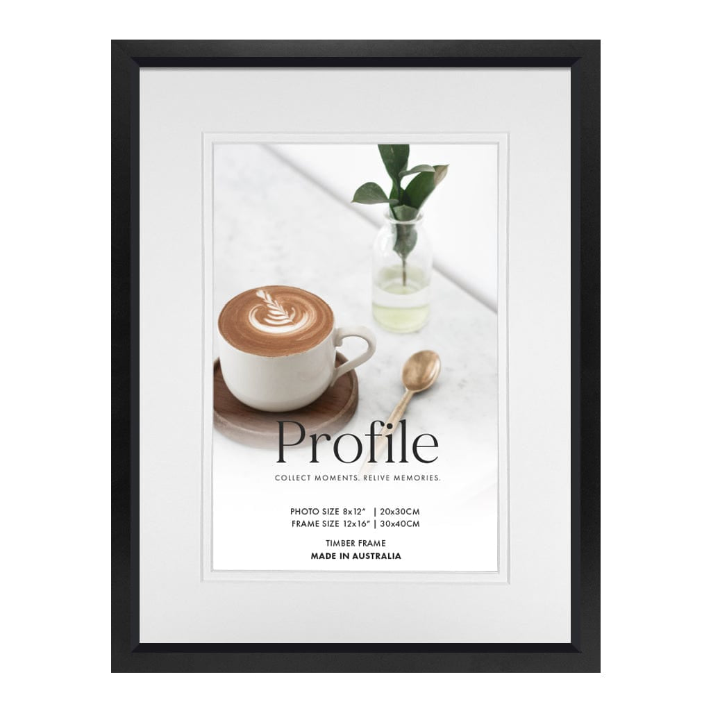 Deluxe Soho Black Timber Photo Frame 12x16in (30x40cm) to suit 8x12in (20x30cm) image from our Australian Made Picture Frames collection by Profile Products Australia