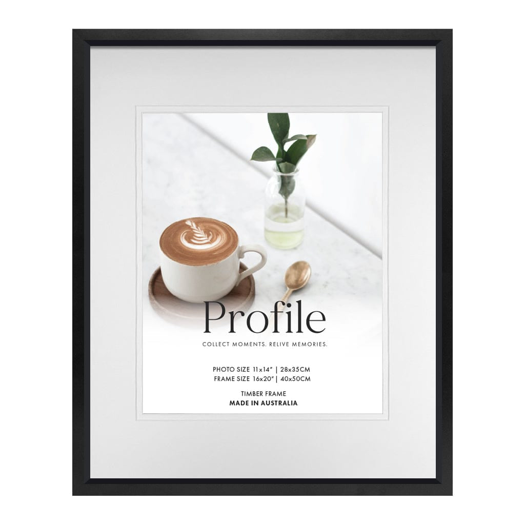 Deluxe Soho Black Timber Photo Frame 16x20in (40x50cm) to suit 11x14in (28x35cm) image from our Australian Made Picture Frames collection by Profile Products Australia