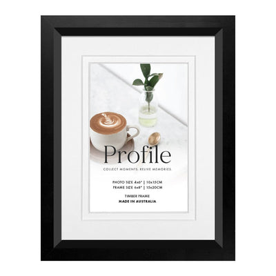 Deluxe Soho Black Timber Photo Frame 6x8in (15x20cm) to suit 4x6in (10x15cm) image from our Australian Made Picture Frames collection by Profile Products Australia