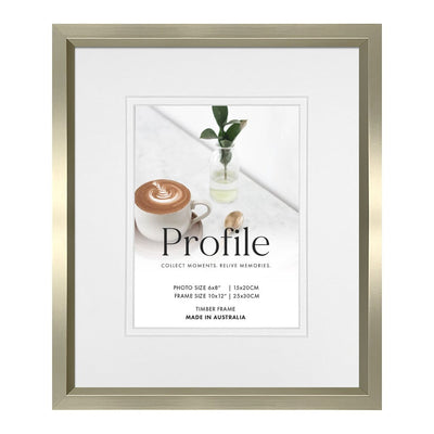 Deluxe Soho Champagne Timber Photo Frame 10x12in (25x30cm) to suit 6x8in (15x20cm) image from our Australian Made Picture Frames collection by Profile Products Australia