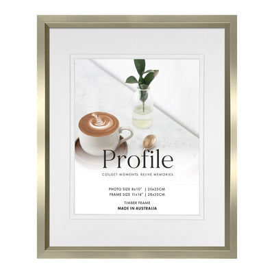 Deluxe Soho Champagne Timber Photo Frame 11x14in (28x35cm) to suit 8x10in (20x25cm) image from our Australian Made Picture Frames collection by Profile Products Australia