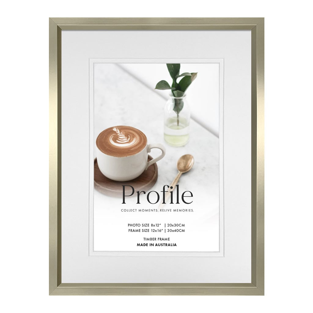 Deluxe Soho Champagne Timber Photo Frame 12x16in (30x40cm) to suit 8x12in (20x30cm) image from our Australian Made Picture Frames collection by Profile Products Australia