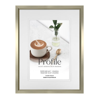Deluxe Soho Champagne Timber Photo Frame 12x16in (30x40cm) to suit 8x12in (20x30cm) image from our Australian Made Picture Frames collection by Profile Products Australia
