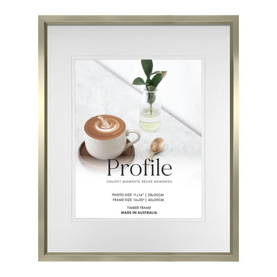 Deluxe Soho Champagne Timber Photo Frame 16x20in (40x50cm) to suit 11x14in (28x35cm) image from our Australian Made Picture Frames collection by Profile Products Australia