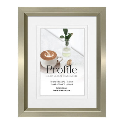 Deluxe Soho Champagne Timber Photo Frame 6x8in (15x20cm) to suit 4x6in (10x15cm) image from our Australian Made Picture Frames collection by Profile Products Australia