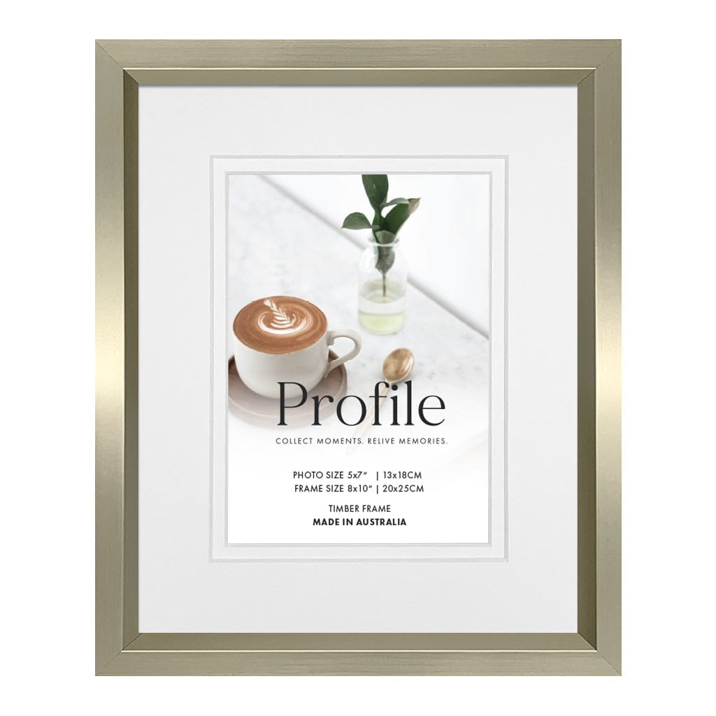 Deluxe Soho Champagne Timber Photo Frame 8x10in (20x25cm) to suit 5x7in (13x18cm) image from our Australian Made Picture Frames collection by Profile Products Australia