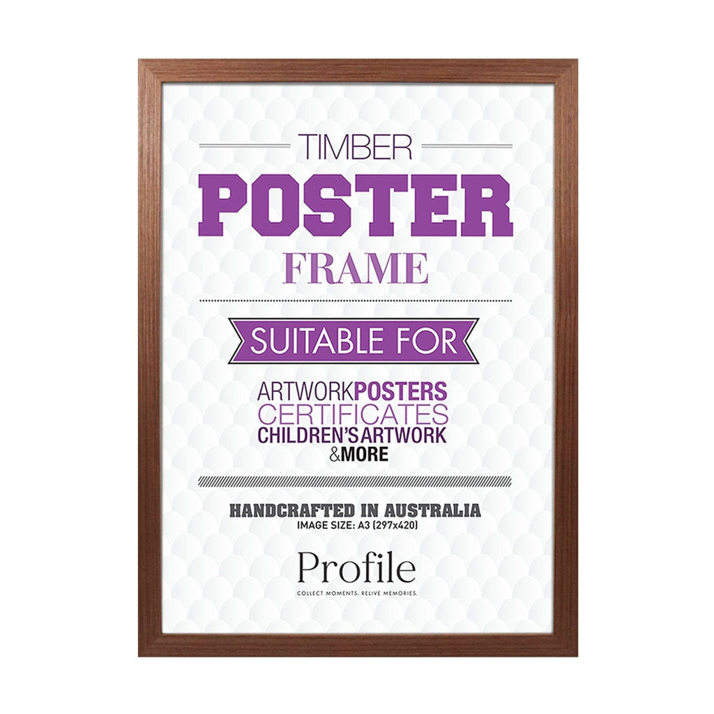 Elegant Chestnut Brown Poster Picture Frame A2 (42x59cm) Unmatted from our Australian Made Picture Frames collection by Profile Products Australia