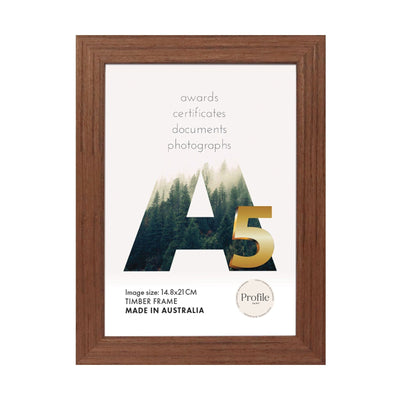 Elegant Chestnut Brown Poster Picture Frame A5 (15x21cm) Unmatted from our Australian Made Picture Frames collection by Profile Products Australia