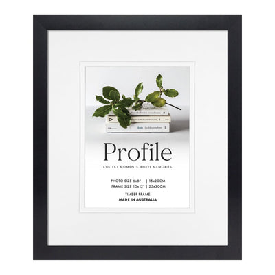 Elegant Deluxe Black Photo Frame 10x12in (25x30cm) to suit 6x8in (15x20cm) image from our Australian Made Picture Frames collection by Profile Products Australia