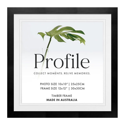 Elegant Deluxe Black Photo Frame 12x12in (30x30cm) to suit 10x10in (25x25cm) image from our Australian Made Picture Frames collection by Profile Products Australia