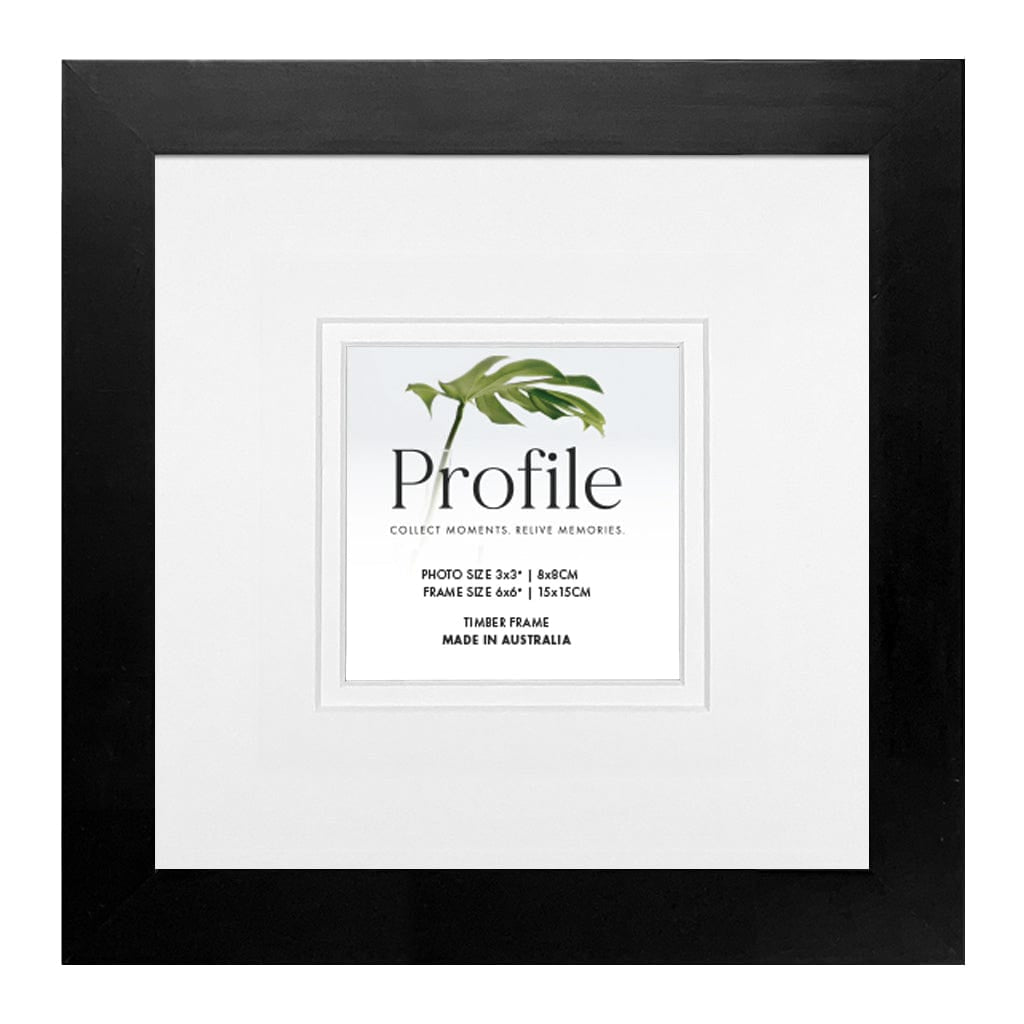 Elegant Deluxe Black Photo Frame 6x6in (15x15cm) to suit 3x3in (7x7cm) image from our Australian Made Picture Frames collection by Profile Products Australia