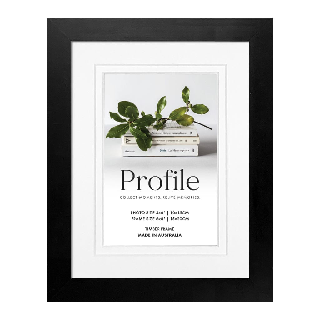 Elegant Deluxe Black Photo Frame 6x8in (15x20cm) to suit 4x6in (10x15cm) image from our Australian Made Picture Frames collection by Profile Products Australia