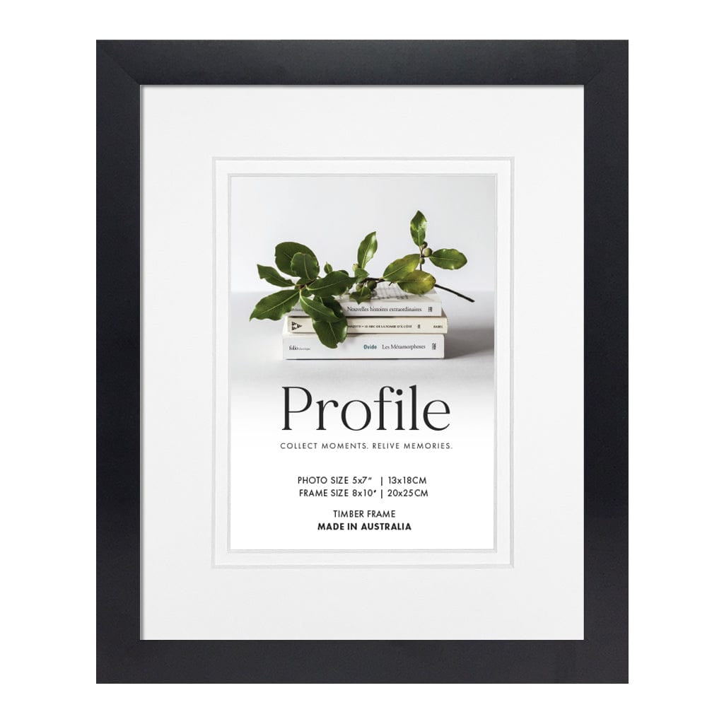 Elegant Deluxe Black Photo Frame 8x10in (20x25cm) to suit 5x7in (13x18cm) image from our Australian Made Picture Frames collection by Profile Products Australia