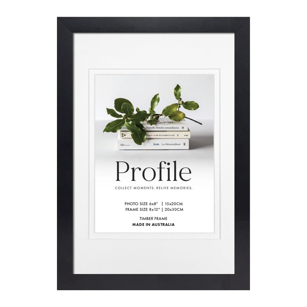 Elegant Deluxe Black Photo Frame 8x12in (20x30cm) to suit 6x8in (15x20cm) image from our Australian Made Picture Frames collection by Profile Products Australia