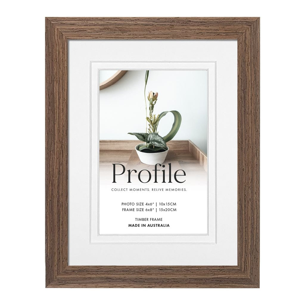 Elegant Deluxe Chestnut Brown Timber Photo Frame 6x8in (15x20cm) to suit 4x6in (10x15cm) image from our Australian Made Picture Frames collection by Profile Products Australia