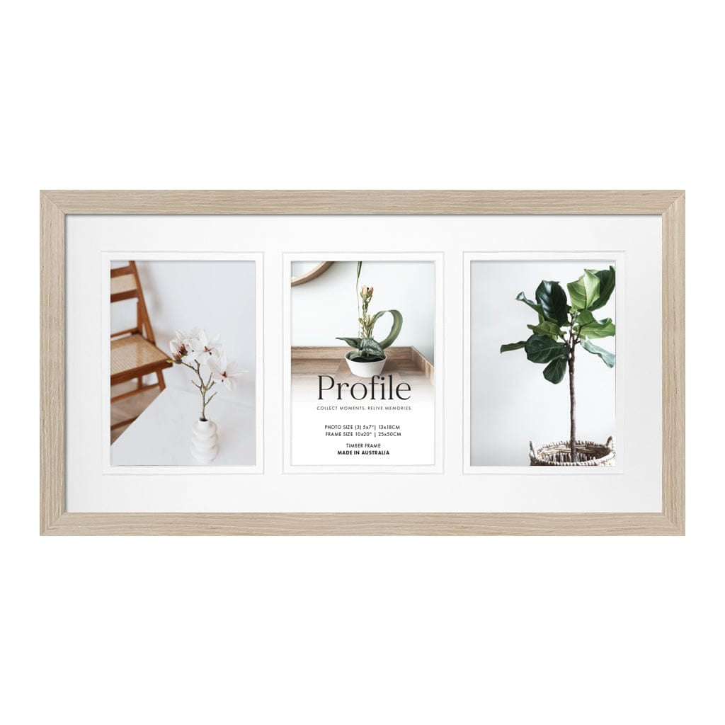 Elegant Deluxe Polar Birch Timber Photo Frame 10x20in (25x50cm) to suit three 5x7in (13x18cm) images from our Australian Made Picture Frames collection by Profile Products Australia