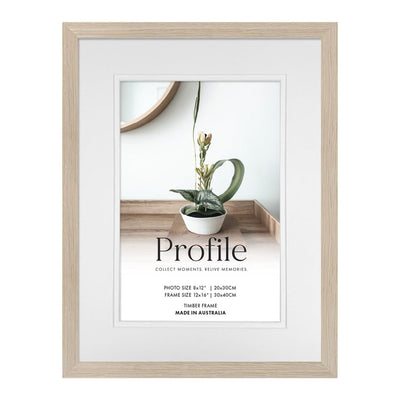 Elegant Deluxe Polar Birch Timber Photo Frame 12x16in (30x40cm) to suit 8x12in (20x30cm) image from our Australian Made Picture Frames collection by Profile Products Australia
