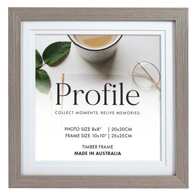 Elegant Deluxe Stone Ash Timber Photo Frame 10x10in (25x25cm) to suit 8x8in (20x20cm) image from our Australian Made Picture Frames collection by Profile Products Australia