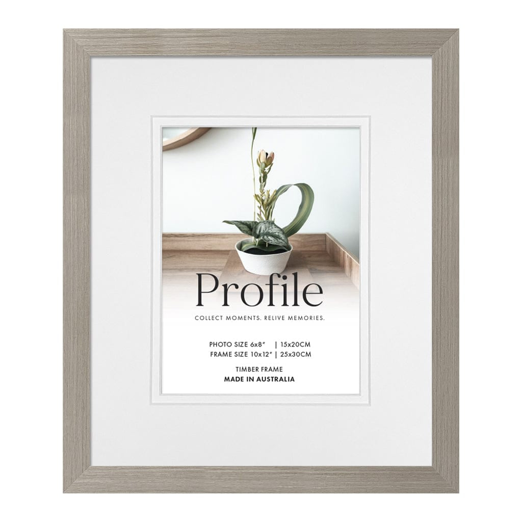 Elegant Deluxe Stone Ash Timber Photo Frame 10x12in (25x30cm) to suit 6x8in (15x20cm) image from our Australian Made Picture Frames collection by Profile Products Australia