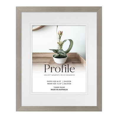 Elegant Deluxe Stone Ash Timber Photo Frame 11x14in (28x35cm) to suit 8x10in (20x25cm) image from our Australian Made Picture Frames collection by Profile Products Australia