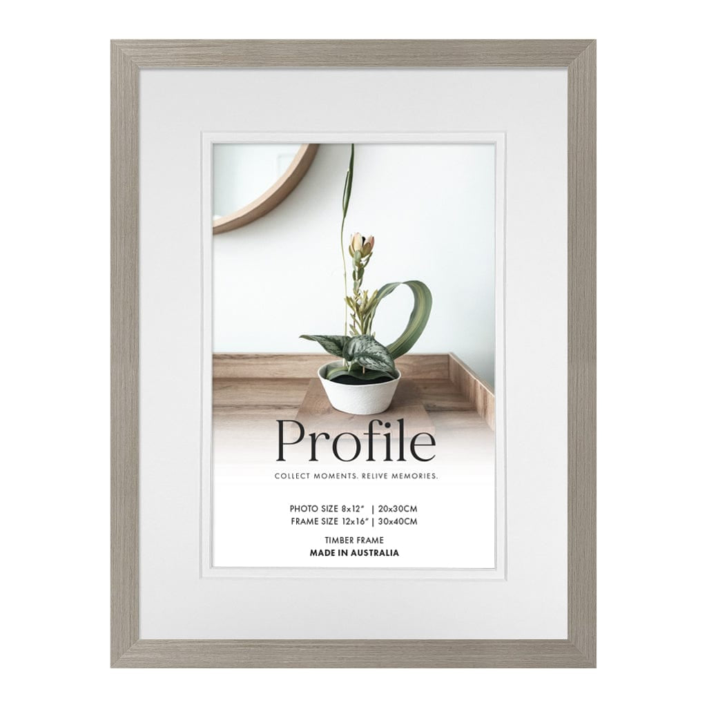 Elegant Deluxe Stone Ash Timber Photo Frame 12x16in (30x40cm) to suit 8x12in (20x30cm) image from our Australian Made Picture Frames collection by Profile Products Australia