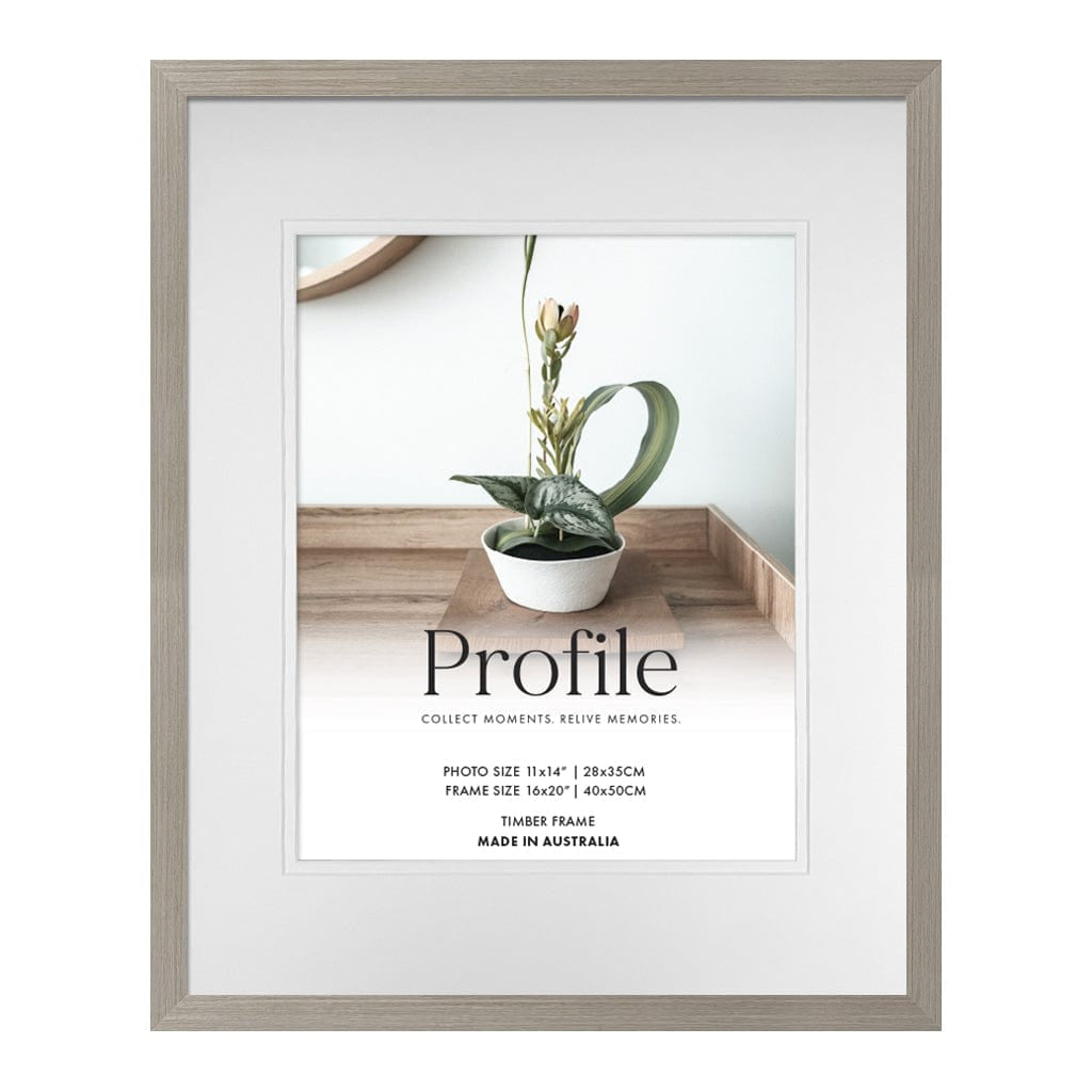 Elegant Deluxe Stone Ash Timber Photo Frame 16x20in (40x50cm) to suit 11x14in (28x35cm) image from our Australian Made Picture Frames collection by Profile Products Australia